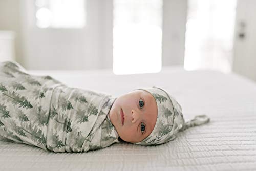 Image of Baby Beanie Hat Top Knot Stretchy Soft inchEvergreen inch by Copper Pearl
