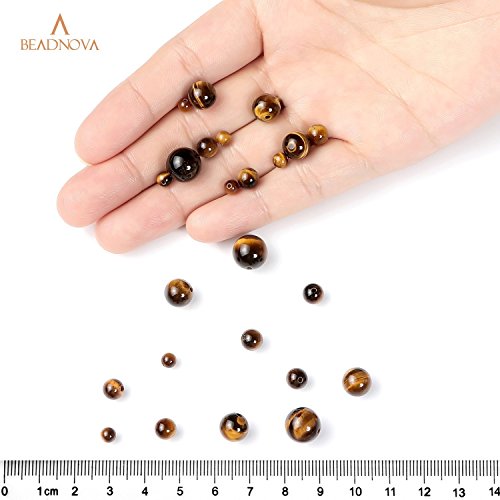 Image of BEADNOVA 6mm Yellow Tiger Eye Gemstone Round Loose Beads for Jewelry Making (62-64pcs)