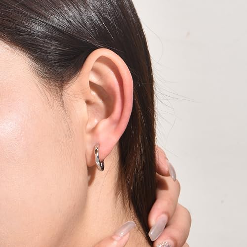 Immobird Hoop Earrings Men Unique Geometric Cut Face 925 Sterling Silver Black Hoop Earrings Handsome and Stylish4