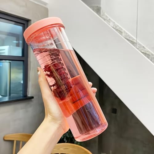 Image of Aider 1000ml Fruit Infuser Water Bottle with Straw, Leakproof BPA-Free Sports Drinking Bottle for Gym, Office, School, Travel & Outdoor (Multicolor)