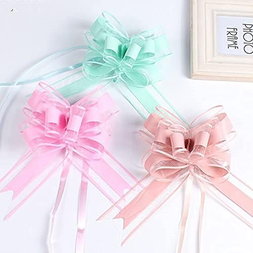 100pcs Pink/red/Purple/Green/Silver/Gold/White 50mm Pull Bow Ribbon for Bouquet Gift Packing Party Wedding Car Room Decor (Mix Colors)