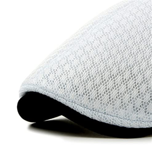 Hldeth Men Women Beret Caps Unisex Newsboy Caps Casual Summer Breathable Hats Plain Flat Caps Breathable Mesh (Color : White, Size : 56-58Cm) #TOP1