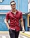 COOFANDY Men's Dress Shirts Muscle Fit Wrinkle-Free Short Sleeve Casual Button Down Shirt Wine Red