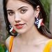 American Flag Dangle Earrings for Women Trendy, OUXi 4th Of July Handmade Patriotic Star Heart Shape Stud Earrings Gift for Independence Day Jewelry Accessory