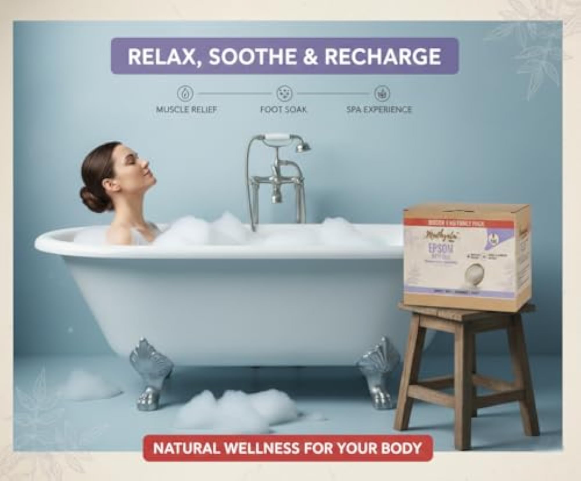Epsom Salt for Foot Bath, Pain Relief & Relaxation