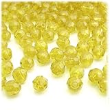 The Crafts Outlet 200pc Faceted Plastic Transparent Beads Round 8mm Acid Yellow Beads