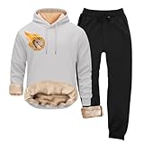  seiveini Ensemble Homme Hiver Chaud Survetement 2 Pièces en Polaire Ensembles de Jogging Doublée de Fourrure Tenue de Sport Tracksuit A Gris Clair XL