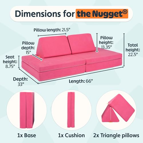Image of Nugget - The Original Play Couch for Kids - Modular Foam Children's Sofa for Playroom, Imagination, & Creative Open Ended Play - Washable & Convertible Playroom Furniture, Popstar