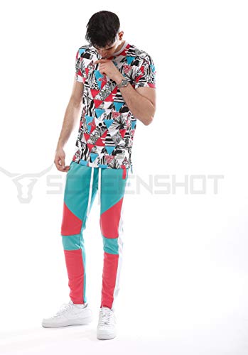 Image of SCREENSHOT Screenshotbrand Mens Hip Hop Slim Fit Track Pants - Athletic Jogger Bottom with Side Taping