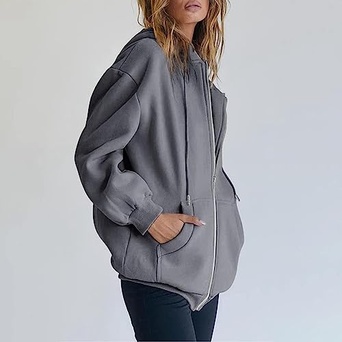 Hoodies for Women Full Zip Long Sleeve Tops Hoodie Oversized Y2K Sweaters with Pocket Casual Sweatshirts Jacket Fall Outfits2