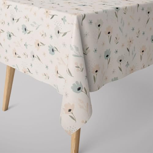 Nappe de table fleurs pastel menthe vanille 90x90cm SCHÖNER LEBEN - 2