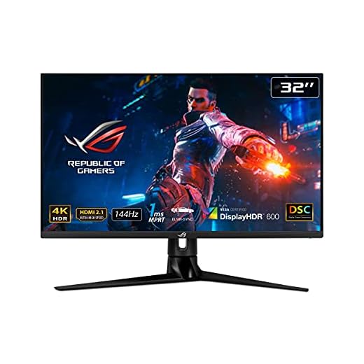 ASUS ROG Swift PG32UQR 32” 4K HDR 144Hz DSC HDMI 2.1 Gaming Monitor - UHD (3840 x 2160), IPS, 1ms, G-SYNC Compatible, Extreme Low Motion Blur Sync, Eye Care, DisplayPort, USB, DisplayHDR 600