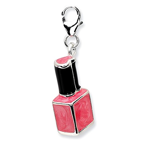 Jewels By Lux Sterling Silver 3-D Enameled Pink Nailpolish Bottlew/Lobster
