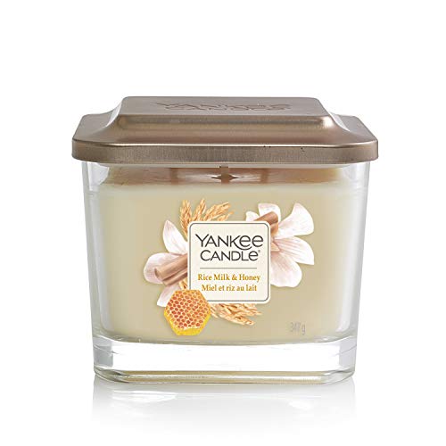 Yankee Candle Elevation Collection with Platform Lid Rice Milk & Honey Scented Candle, Small 1-Wick, 28 Hour Burn Time