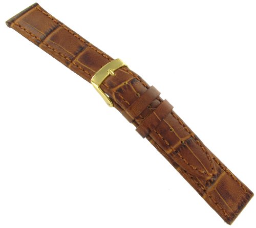 Morellato 18mm Genuine Leather Alligator Grain Lightly Padded Stitched Matte Tan Watch Band Regular 2269