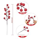 Feizeisun 30 Pack Christmas Holly Berries, Red Berry Stems Artificial Red Berries for Christmas Tree Decorations, Xmas Crafting, Valentines, Wedding, Holiday Home Decor - Image 7