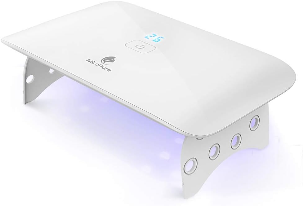 Adhope Portable UV LED Nail Lamp Foldable Gel Nail Dryer 24W for All Gel Nail Polish, USB Power Cable Included, 30s 60s Timer, 18 Long Lasting UV LED Light Beads, Safety and Harmless