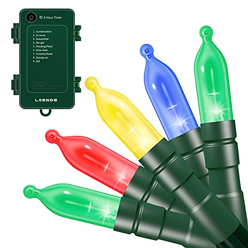 Guirlande lumineuse à piles avec minuteur et indicateur - Guirlande lumineuse de Noël d'extérieur 100 LED pour fête de mariage, maison, jardin, couronne, étanche, multicolore Cover