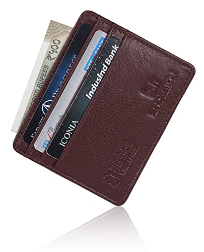Image of SHDESIGN Harry Brown Credit /Debit /ATM Card Holder Small Slim Minimalist Front Pocket Genuine Leather Wallets for Men /Women