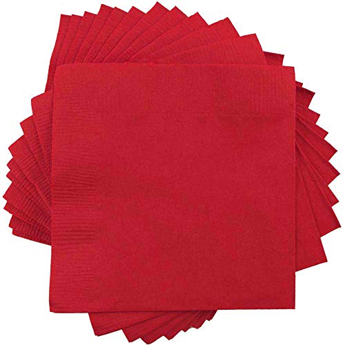 JAM PAPER Small Beverage Napkins - 5 x 5 - Red - 50/Pack