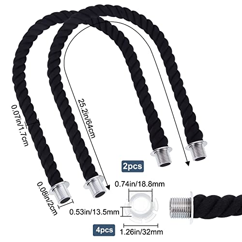 Image of GORGECRAFT 25.2 Inch Practical Rope Handle with Canvas Insert Handbag Strap Bag Braided Band Repair Replacements for Female Handbag Shoulder Bag Canvas Tote Purse Practical Accessories, Black