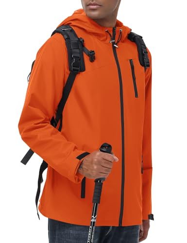 Image of Avoogue Mens Waterproof Lightweight Rain Jacket Breathable Active Outdoor Hooded Raincoat Casual Trendy Jackets Work Jacket