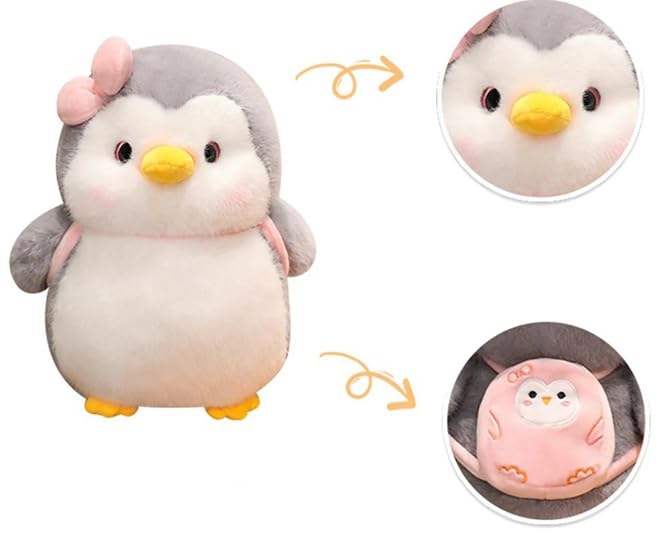 Image of SCOOBA Adorable Grey Penguin Soft Toy with Bag 25cm (Small 25cm Grey Penguin with Bag)