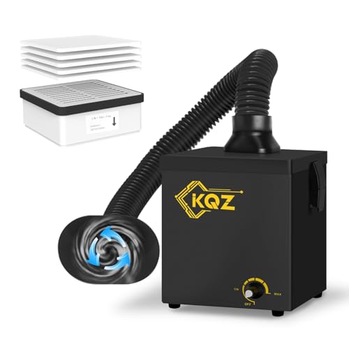 Image of KQZ-B1 Solder Fume Extractor, 168m /h Strong Suction Smoke Extractor, 5*Thick Pre-Filter+H13 HEPA Soldering Fume Extractor, 99.99% Purification Smoke Absorber for Welding Soldering 3D Printing Black