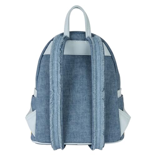 Image of Loungefly Disney Dogs & Cats Faux Denim Fringe Mini Backpack