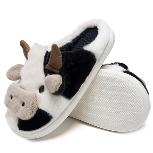 Cow Cartoon Slippers For Women Indoor And Outdoor Mens House Cute Fuzzy Keep Warm Animal Cloud Slides Winter Soft Comfy Warm Anti-Slip Home Slippe4