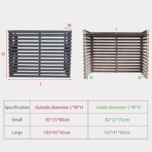 Heavy Duty Outdoor Air Conditioner Cover, Wooden Privacy Screen Fence, AC Rack Shield, Weatherproof Protection, Yellow, 105x45x95cm, Durable Outdoor Accessory