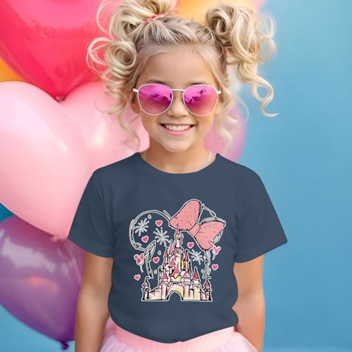 Image of Graphic Shirts for Girls Cute Bow T Shirt Kids Toddler Holiday Tshirt Vacation Trip Summer Tee Cotton Tops