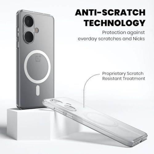 Image of DIZORO Crystal Clear Magnetic Compatible with Oneplus ce3 lite Back Cover case with Anti-Yellow ( Compatible with Magsafe ) Anti-Scratch | Shockproof Transparent Cover