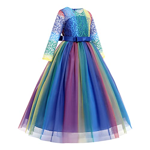 Image of Girls Flower Vintage Floral Lace 3 /4 Sleeves Floor Length Dress Wedding Party Evening Formal Pegeant Dance Gown