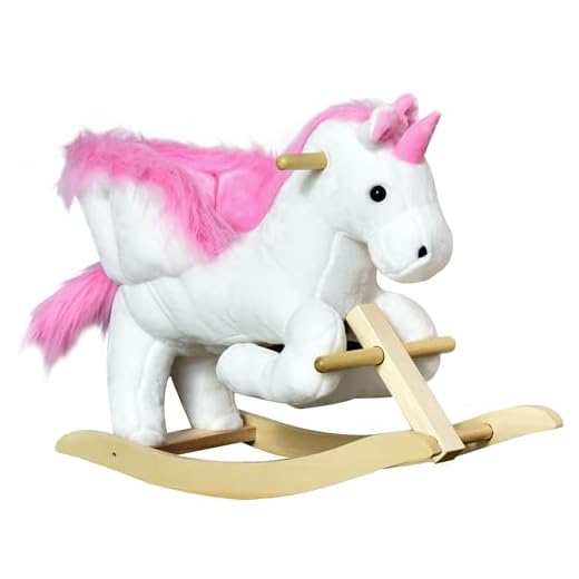 Qaba Kids Wooden Plush Ride-On Unicorn Rocking Horse Chair Toy with Sing Along Songs
