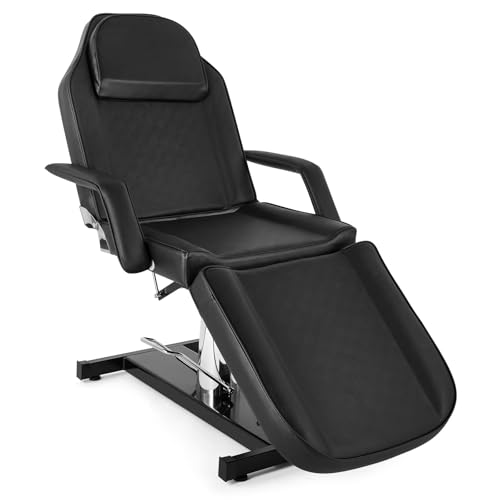 Bonnlo Camilla Masaje Plegable, Camilla Masaje Giratoria 360° con Reclinación 65°/Apoyo Pies 45°, Camilla Masaje Profesional Ajustable en Altura (200KG), Cama Rostro/Masaje para Salones SPA Negro