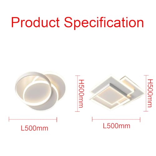 Plafonnier LED Dimmable Carré Moderne à Télécommande pour Salon - 3