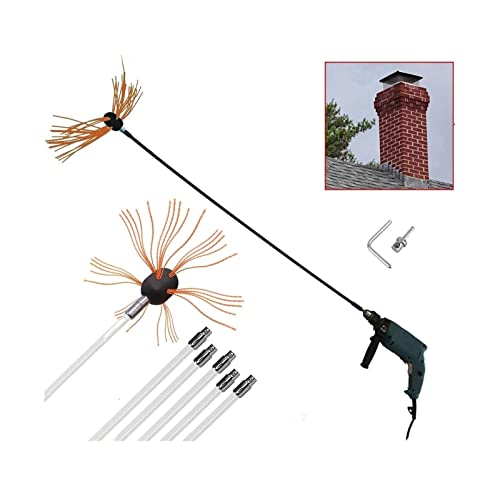 Kit De Deshollinador De Chimeneas De 12 Metros For Limpieza De Chimeneas Kit De Cepillos For Limpieza De Chimeneas De Metal O Ladrillo Con 12 Varillas Flexibles(8 m)
