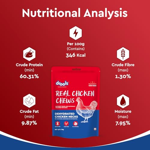 Image of Drools Dog Treats, Dehydrated Real Chicken Chews Necks, 70g, All Life Stages, Bone