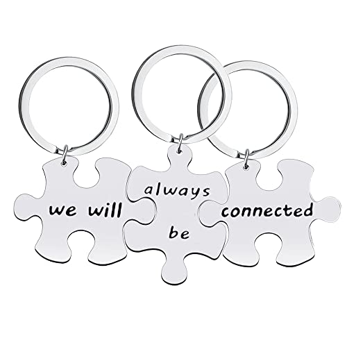Nifocc 3 piezas We Will Always Be Connected Llavero Best Friend Llaveros Puzzle Llaveros para mujeres Niñas Novias Navidad Año Nuevo Cumpleaños recuerdo Cover