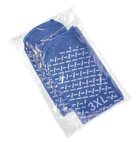 Single Tread Non-Skid XXX-Large (3XL) Bariatric Comfort Safety Socks Blue (3 Pairs)3