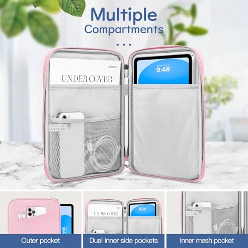 Image of Dadanism 9-11 inch Tablet Sleeve Bag Carrying Case for iPad (A16) 11th Gen 11 inch, iPad 10th Gen 10.9 inch Air 5 /4, iPad Air M4 /Pro 11 inch, iPad 9 /8 /7th, Galaxy Tab A11+ Plus 11 inch, Remarkable 2 10.3 inch, Flowers Pink