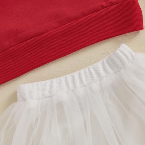 Image of Thorn Tree Valentines Skirts Set Toddler Girl Spring Winter Outfits Heart Sweatshirt Mesh Skirts Cute Baby Girl Set