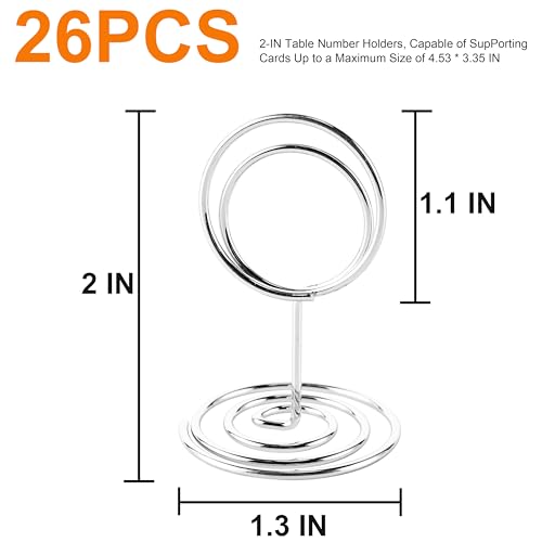Image of Table Number Holders, 26PCS Place Card Holder, Photo Holder (2 inch Silver) | Picture Holder, Card Stand Name Menu Clips, Small Size Table Sign Card Holder for Centerpieces Wedding Birthday Party