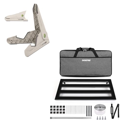 Ghost Fire Large Guitar Pedal Board Aluminum Alloy 2.2ib Super light Effect Pedalboard 27.5\'\'x11.8\'\' with Carry Bag SPL-07and Guitar Stand GBS-5
