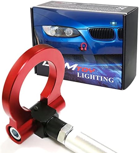 iJDMTOY Red Track Racing Style Tow Hook Ring Compatible with BMW 1 3 5 Series X5 X6 (E36 E39 E46 E90 E92, etc), Compatible with Mini Cooper (R52 R56 R57 R58 R59, etc)