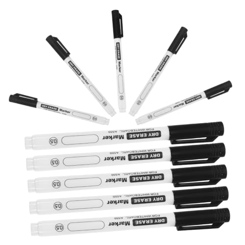 NUOLUX 10個 細字 黒ホワイトボードペン 教室用マーカー 教師向け滑らか書きやすい乾拭き可能オフィス 学校用
