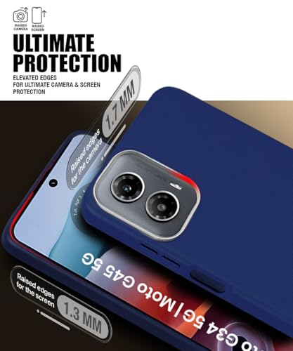 Image of WOW IMAGINE Back Cover for Motorola Moto G34 5G | Moto G45 5G | Ultra Slim Flexible Non-Slip Grip | Inner Fabric | Metal Camera Ring & Lightweight Soft Silicone Mobile Case - Blue