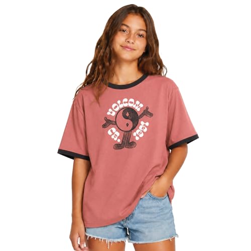 Image of Volcom Girls Shirts - Casual Crewneck Short Sleeve Graphic Tee Trendy Tops - Breathable Girls Summer Clothes