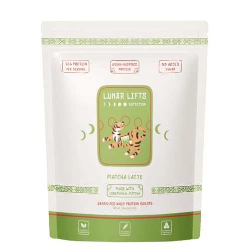 Lunar Lifts Nutrition Matcha Latte - Boba Tea Protein Powder | 26g Whey Protein Isolate Matcha Powder | Ceremonial-grade Matcha Bubble Tea Protein Powder | No Added Sugar & Artificial Ingredients